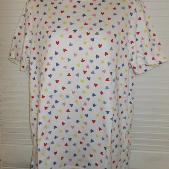 Women's Valentine's Day T-Shirt White w/Colorful Hearts Sm Blair NWT - Picture 2 of 2